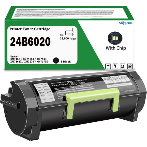 High Yield 24B6020 Black Toner Cartridge 35,000 Pages Compatible with Lexmark 24B6020 Toner for Lexmark XM7155 XM7155X XM7163 XM7163X XM7170 XM7170X Printers Toner