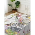 thumbnail image 3 of Grey Easter Bunny Suqare Tablecloth - 60 x 60 Inch, Spring Colorful Egg Flower Wood Grain Waterproof & StainResistant Tablecloth, Washable Oil-proof Table Cover for Dining/Party/Wedding/Buffet, 3 of 9