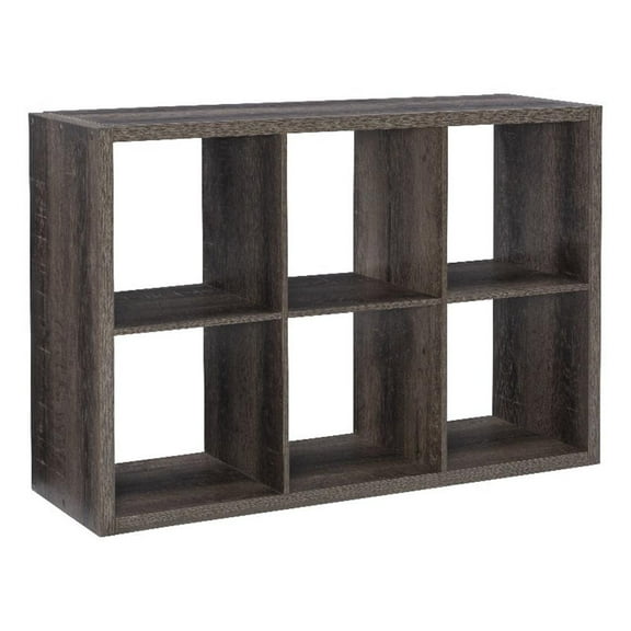 Linon Lane Six Cubby Open Back Storage Cabinet in Gray Wood