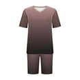 thumbnail image 4 of Womens Pajamas Two Piece Plus Size Lounge Sets Gradient Oversized Tshirt Slim Shorts Sleepwear Pjs Weekend Pink, 5XL, 4 of 5