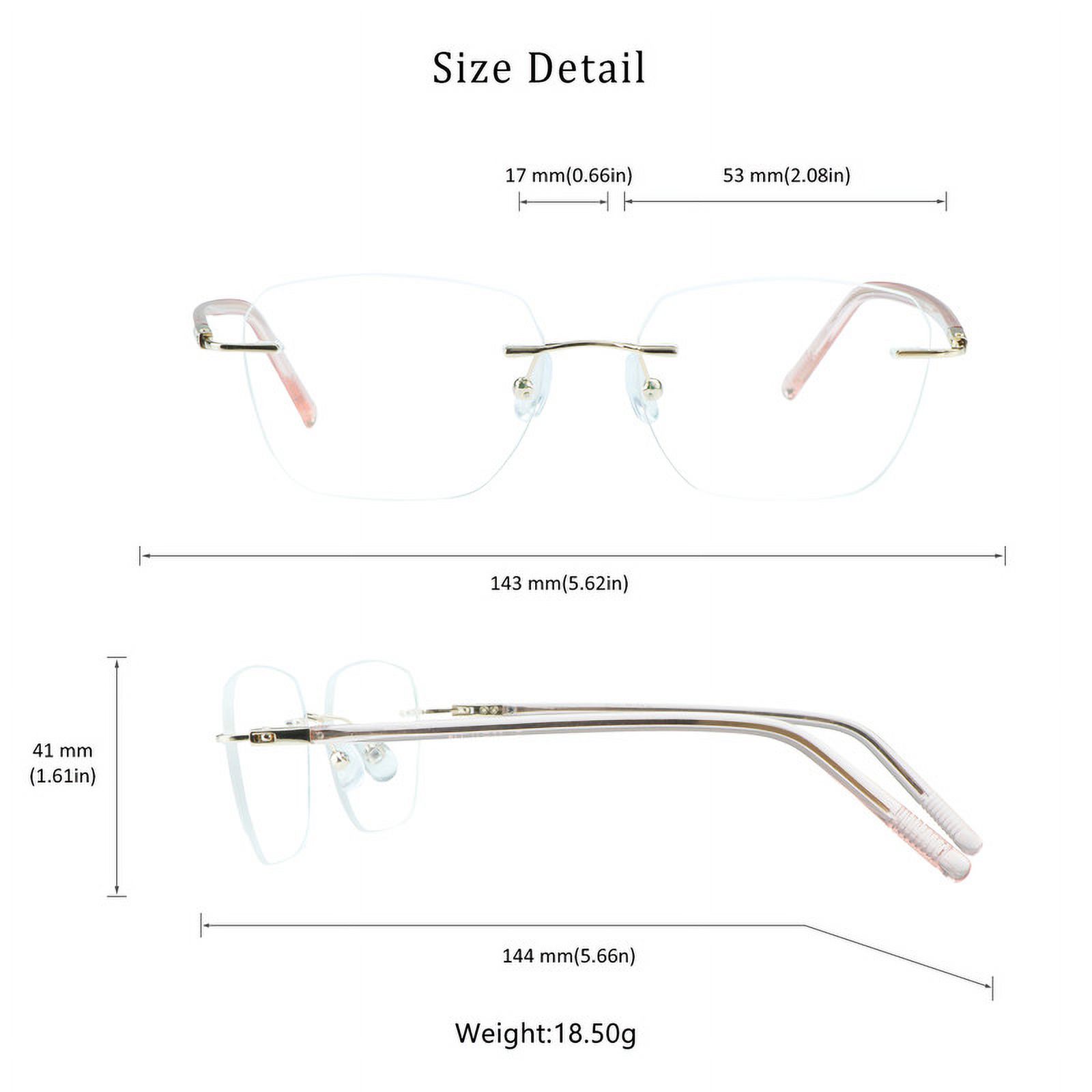 VisionGlobal Metal Readers for men/women Blue Light Blocking,Hand-set Diamond Fashion Square Glasses (Pink Clear, +2.50 Magnification)