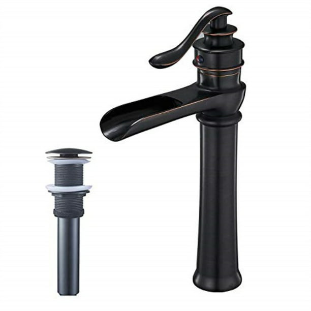 BWE Oil Rubbed Bronze Waterfall Commercial Bathroom Vessel Sink Faucet Deck  Mount Tall Body Single Handle One Hole