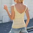 thumbnail image 5 of Virmaxy Womens Trendy Leisure New Solid Color V-Neck Hollow Out Knit Vest Top Workout Tank Tops Slim Fitted Basic Cami Tee Shirts Beige L, 5 of 8