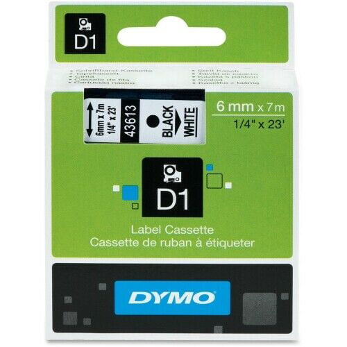 Dymo D1 Standard Label Tape Cartridge 1/4in X 23ft Black on White Dym43613 for sale online 