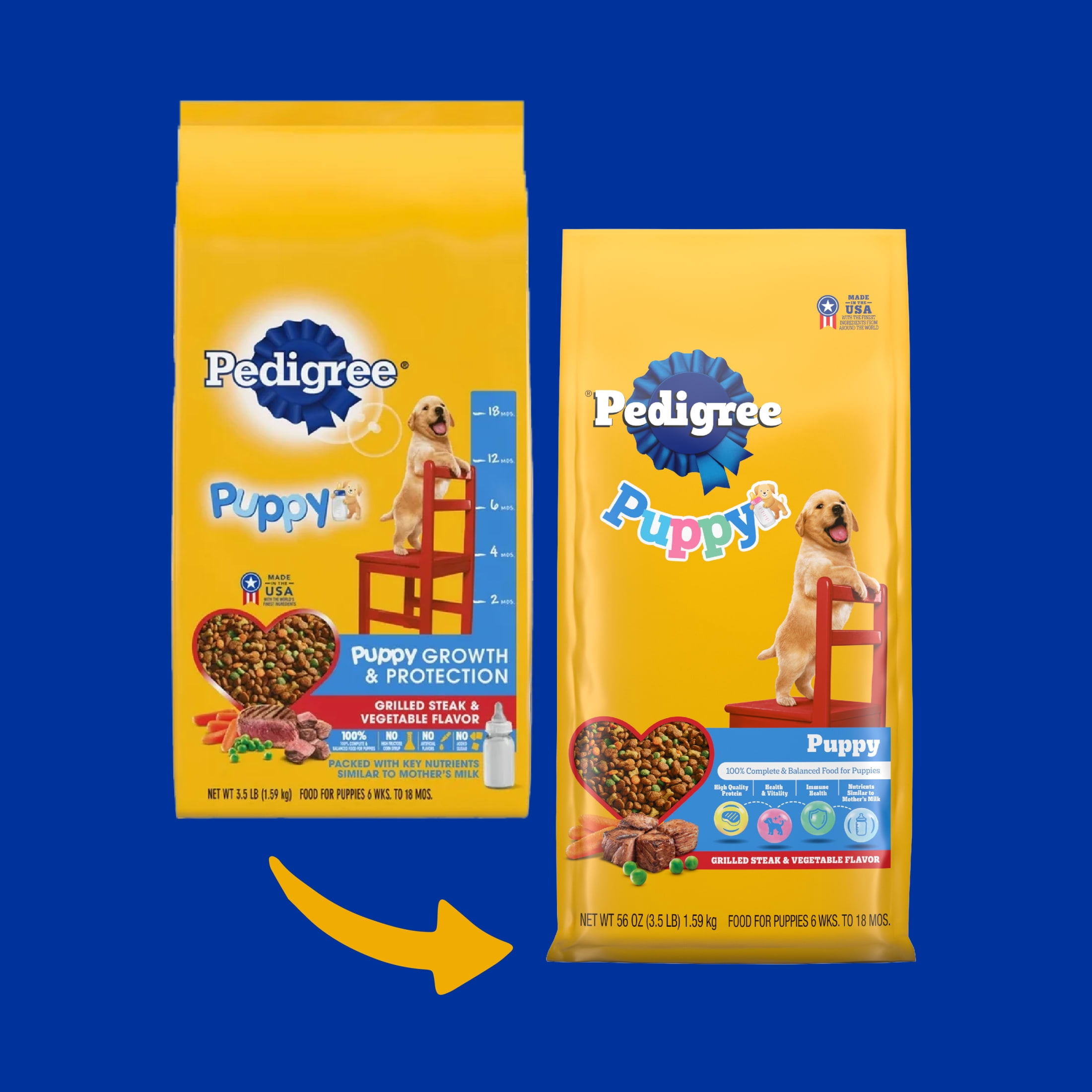Pedigree Dry Puppy Food, Puppy Dry Food with Grilled Steak & Vegetable Flavor, 3.5 lb. Bag