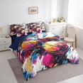 thumbnail image 3 of Feelyou Basketball Sports Teens Bedding Comforter Set 7pcs, Splash Watercolor Queen Bedding Sets, Simple Graffiti Style Reversible Queen Sheet Sets, Microfiber Bedroom Decor, 3 of 7