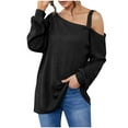 thumbnail image 1 of Timegard Tops for Women Cold Shoulder Long Sleeve Blouse Fall Dressy Casual Loose Tee Tops Solid Color, 1 of 4
