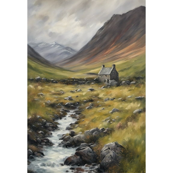 Scottish Highlands Painting V - 12" x 18" Art Print Wall Decor