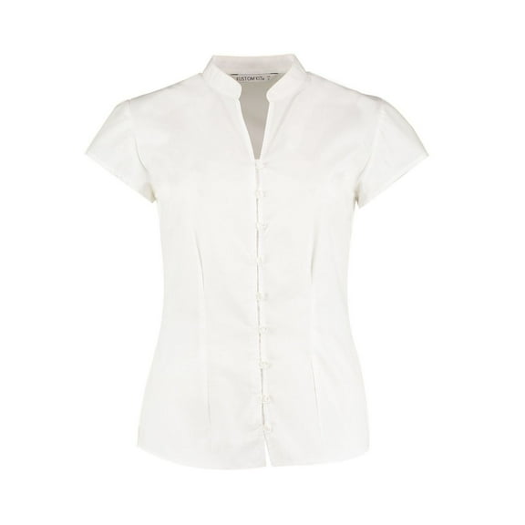 Kustom Kit Womens Continental V Neck Capped Sleeved Blouse