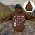 thumbnail image 2 of Women Sweatshirts Women's Hoodies Sweatshirts Stylish Letter Print Hooded Long Sleeve Casual Sports Hoodie for Everyday Comfort Brown L, 2 of 6