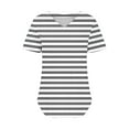 thumbnail image 4 of DecSea Womens Striped T Shirts V Neck Short Sleeve Casual Tops Loose Fit Basic Tees with Curved Hem, 4 of 5