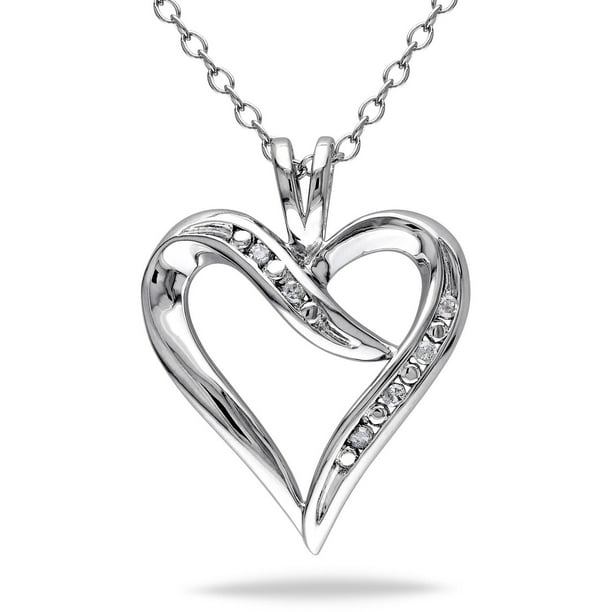 Diamond-Accent Sterling Silver Heart Necklace Necklace - Walmart.com ...