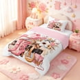 thumbnail image 2 of meiyoeat Fashion Cowgirl Hat Twin Comforter Sets,Western Print Bedding Set,Pink Reversible,2 Pieces,1 Comforter and 1 Pillowcase, 2 of 7