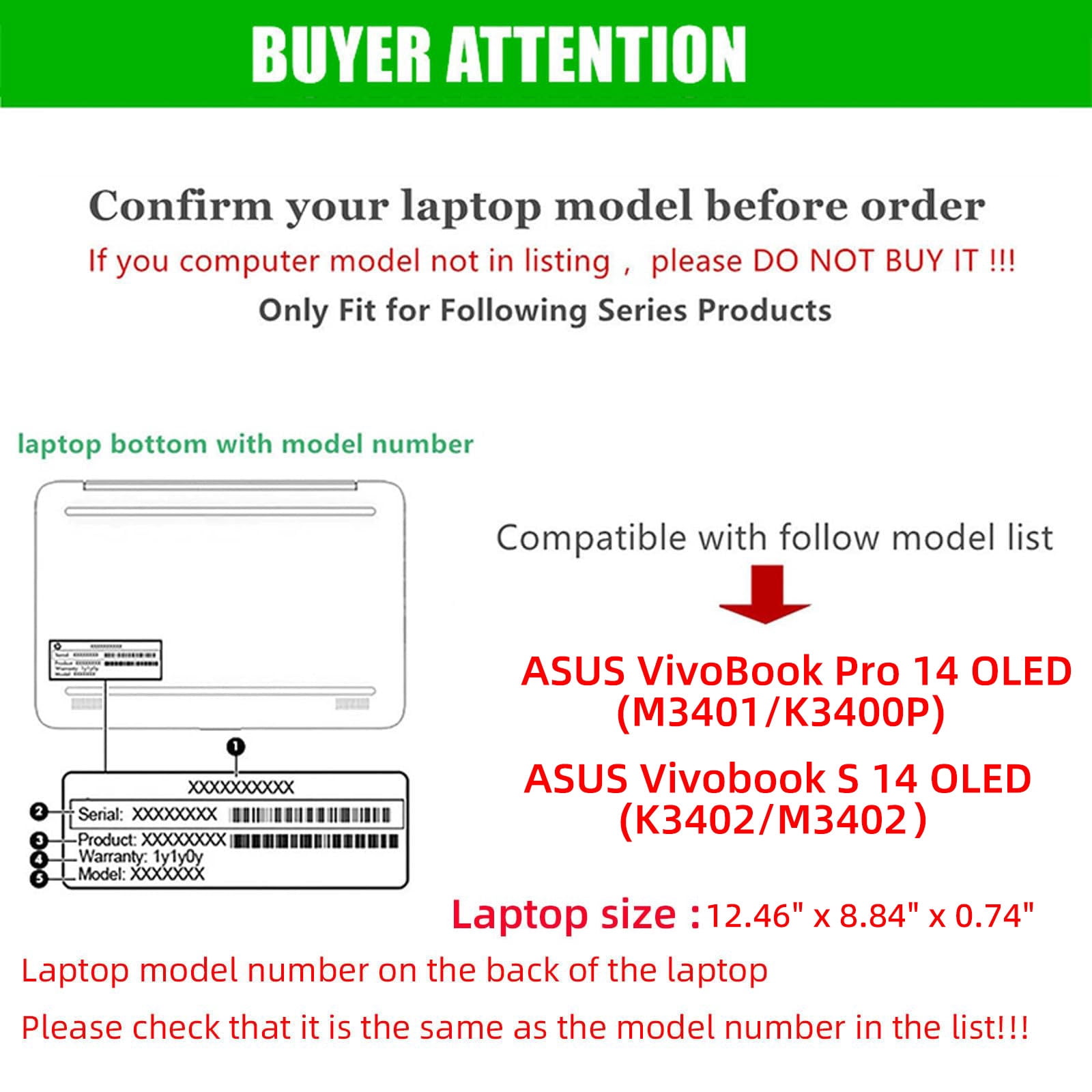 Laptop Case Cover for ASUS VivoBook Pro 14 OLED (M3401/N3401)&Vivobook S 14 OLED (K3402/M3402.Detachable 2-in-1 PU Leather Protective Shell Sleeve(Blue)