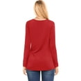 thumbnail image 2 of JYLFC Womens Round Neck T-shirts Casual Long Sleeve Tunic Shirts, Red M, 2 of 3
