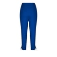 thumbnail image 4 of MLQIDK Blue Yoga Capri Pants for Women Trendy Summer Yoga Leggings Knee Length Elastic Waist Ladies Leggings Dressy Casual Yoga Capris with Pockets Blue 2XL, 4 of 6