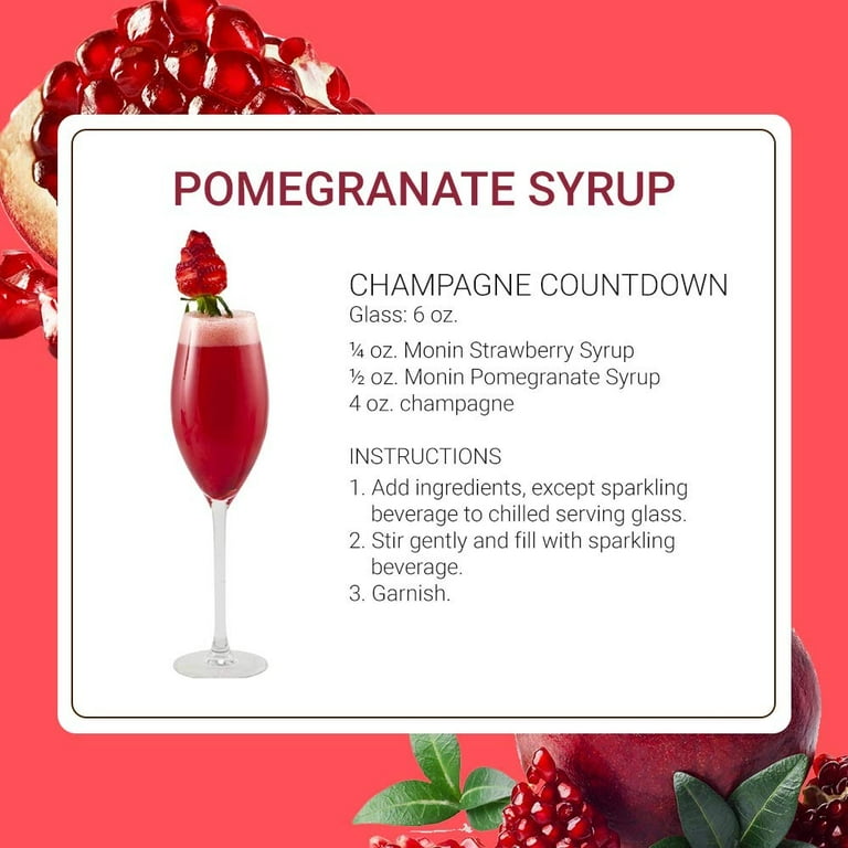 Monin Pomegranate Syrup, Sweet-Tart Flavor, Great for Cocktails