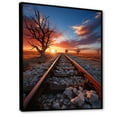 thumbnail image 2 of Designart "Sunset Over Train Tracks" Train Floater Framed Canvas Wall Art, 2 of 5