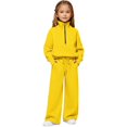 thumbnail image 2 of 2 Piece Sweatsuit For Girls Half Zip Long Sleeve Sweatshirts Drawstring Wide Leg Pants Casual Stylish Set With Pockets (15-16 Years, Yellow), 2 of 7