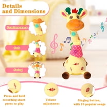 BESTSKY Dancing Talking Giraffe Toy, Stuffed Animal Baby Toy Repeating What You Say, Glowing Musical Giraffe with 10 Children'S Songs Gifts