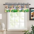 thumbnail image 2 of Easter Bunny Rod Pocket Curtain Valance, Spring Easter Eggs Chicken Black White Plaid Farmhouse Window Valance for Living Room, Bedroom, Kitchen 54"W x 18"L, 2 of 9