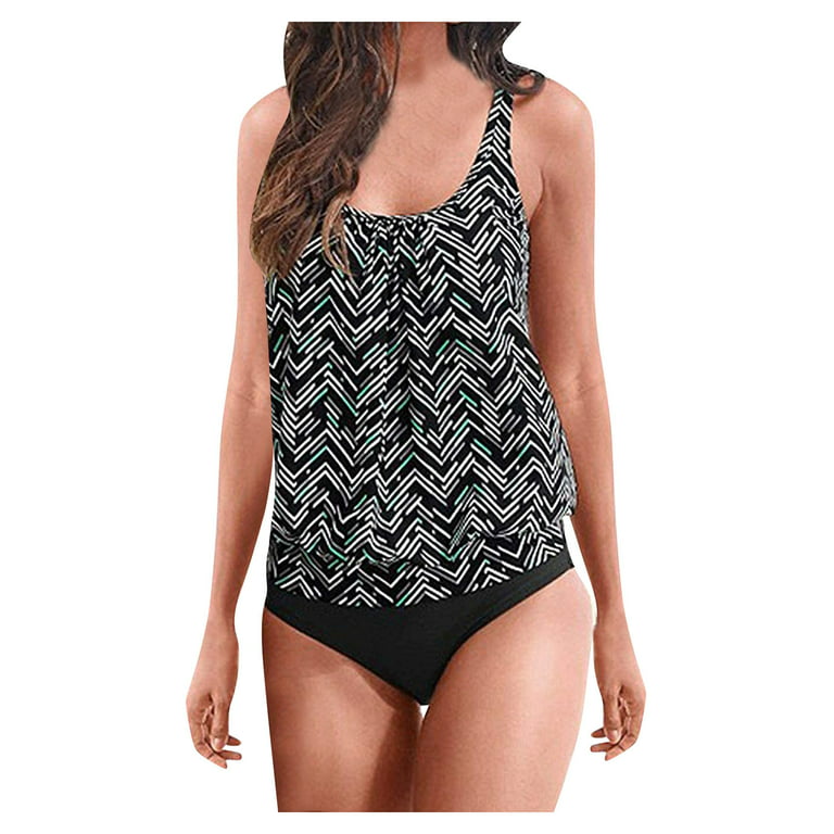 Poatren Women Tankini Swimsuit Tummy Control Top With Shorts Two Piece  Bathing Suit 