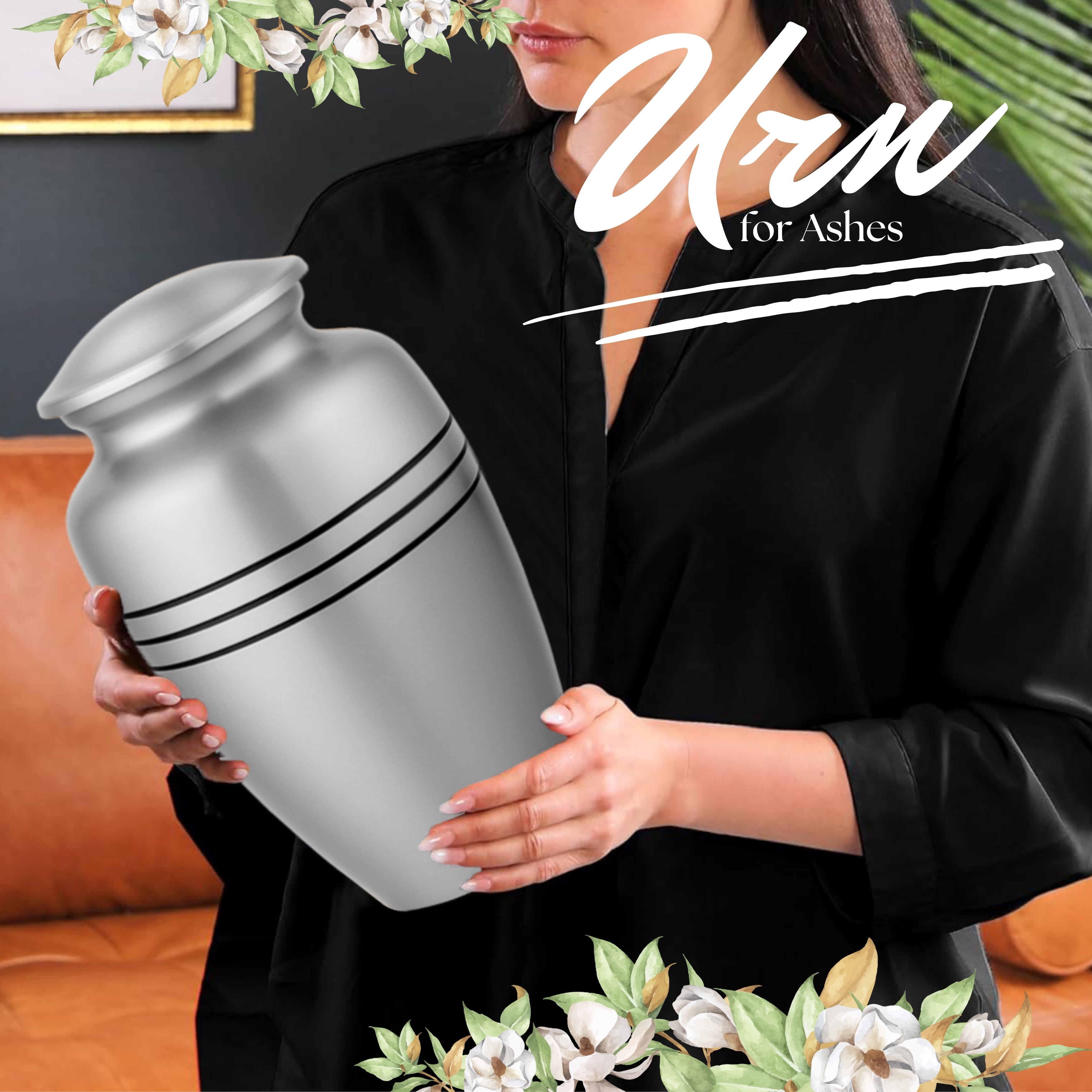 Aluminum Handcrafted Urn - Elegant Keepsake Holder for Adult Human Ashes (Coal & Steel Gray)