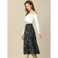 thumbnail image 4 of Unique Bargains Jupes Midi Décontractées à Imprimé Floral Ligne A pour Femmes, 4 of 7