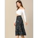 thumbnail image 4 of Falda Midi Para Mujer Faldas Con Gradas Casuales Con Cintura Elástica Y Una Línea Azul negro XS, 4 of 7