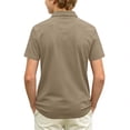 thumbnail image 2 of Garbnen Boy Polo Shirt Collared Short Sleeve Golf Shirts for Boys Preppy Back To School Student Button Down Boys' School Uniforms Light Brown 5-6Y, 2 of 2