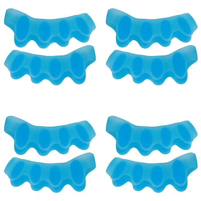 4 pares de separadores de dedos de gel de sílice para 2 dedos, corrección de juanetes, alivio del dolor, herramienta ortopédica, azul, tamaño promedio