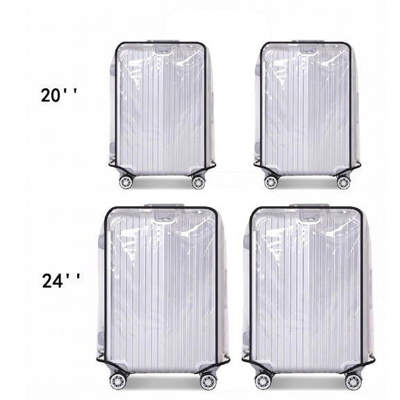 4 Pack Clear PVC Luggage Cover Protectors,Waterproof Dustproof Suitcase Covers for Travel & Business Trip,20" & 24"