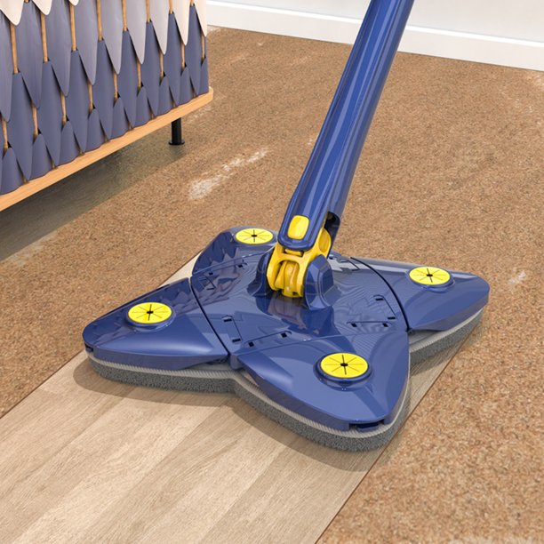 Fregona de limpieza giratoria de 360° con súper absorción de agua, fregona de esquina plegable automática para exprimir agua, fregona de limpieza de paredes con 2 paños de repuesto para limpieza de su
