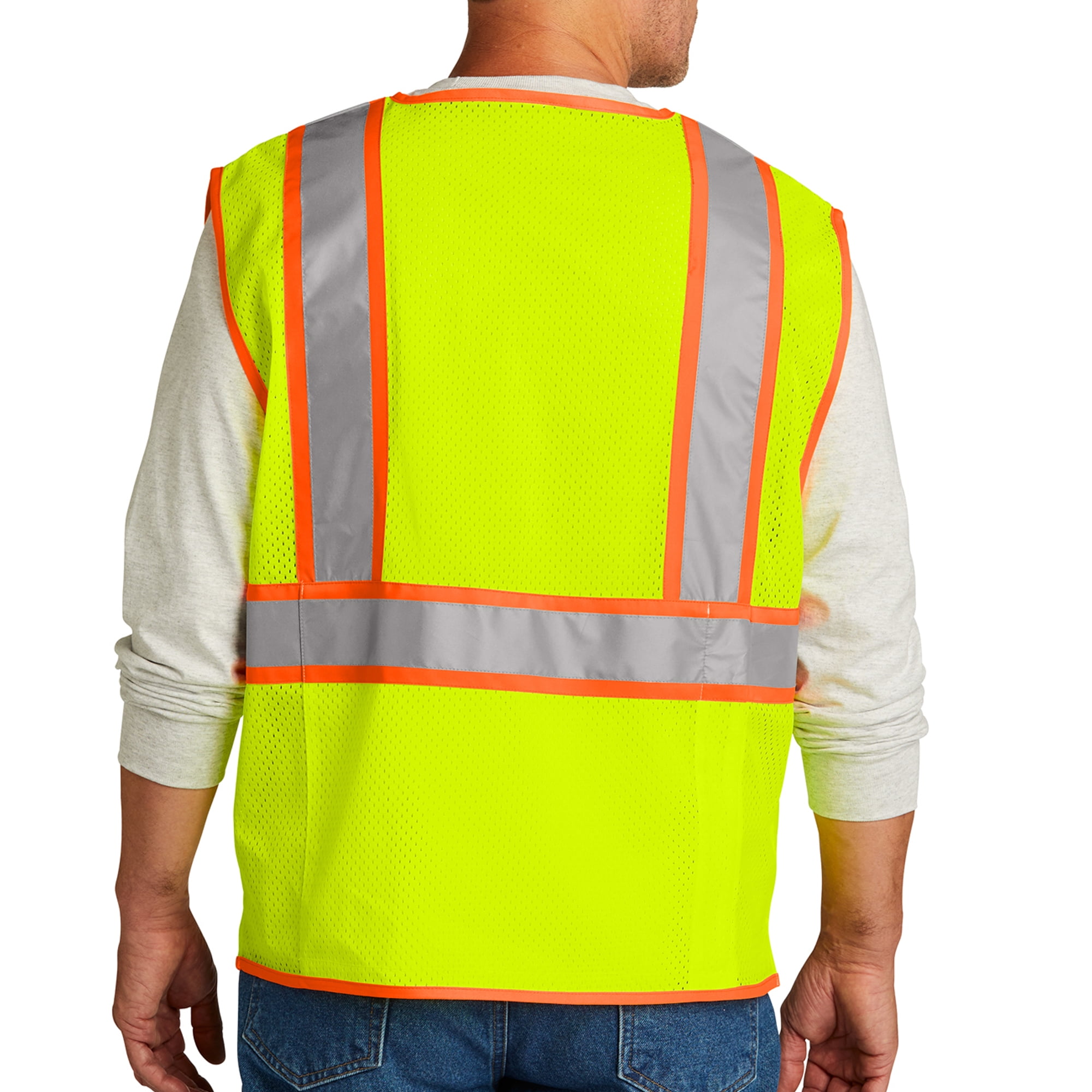 High Visibility Safety Vests for Men, Hi Vis Safety Vests Work Reflective Vest with Pockets Mesh Zipper ANSI Type 107 Class 2, Safety Yellow 2XL