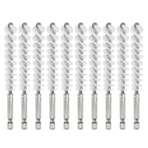 Uxcell 10Pcs Nylon Bore Brush 13mm Dia 4.5" Long Cleaning Twisted Wire Brush for Tubes and Bearings