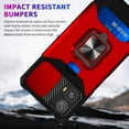thumbnail image 7 of Heavy Duty Case for Motorola Moto G 5G (2024) with Camera Lens Sliding Cover Card Holder, Rugged Protection Shockproof Phone Cover with Rotate Ring Holder Stand Magnetic Car Mount, Red, 7 of 7