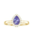 thumbnail image 4 of Rosec Jewels Natural Tanzanite Teardrop Engagement Ring with Halo - Tanzanite Diamond Ring for Women - Authentically Certified, 10K Yellow Gold, US 10.00, 4 of 9