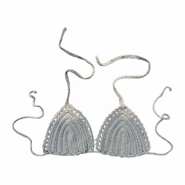 Maillot de Bain d'Été pour Femmes Couleur Unie Crochet à la Main Maillot de Bain Euraméricain Haut de Bikini