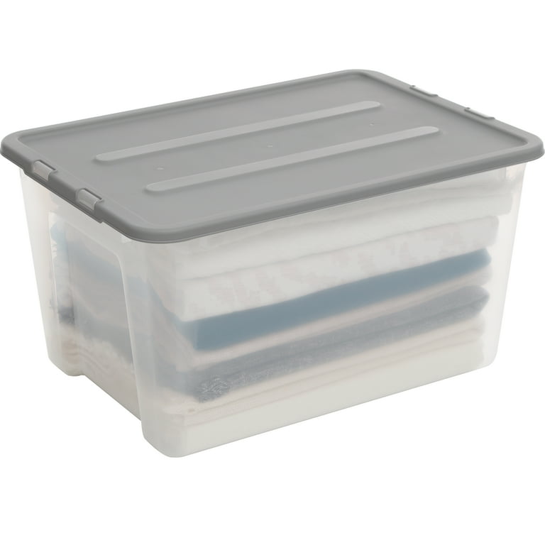 3) MainStays 50 Quart Clear Lidded Storage Totes