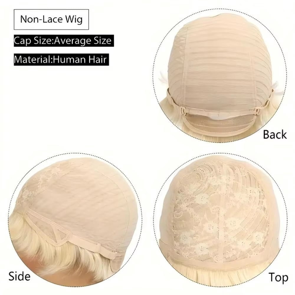 Pixie Cut Wig Short Blonde 613# Color Human Hair Short Layered Pixie Cut Wigs for Women Glueless None Lace Front Wig Short Straight Bob Wig Full Machine Made Wigs