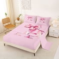 thumbnail image 2 of Manfei Pink Watercolor Bow Letter H Bed Sheets for Girls, Cute Initial Bows King Sheets, 4-Piece, 2 of 5