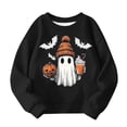 thumbnail image 5 of HAOTAGS Girls Halloween Printed Fleece Sweatshirt — Soft Brushed Cotton Blend, Relaxed Fit, Round Neck, Long Sleeve Black Size 4T, 5 of 6