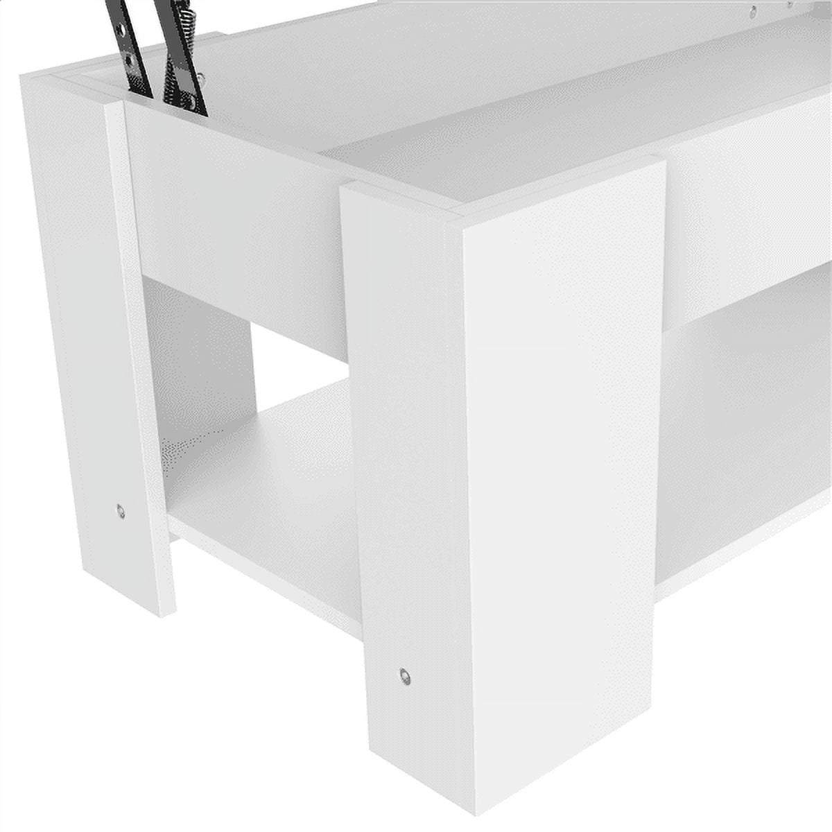 Renwick 39in Modern Wood Lift up Top Coffee Table with Storage Shelf, White