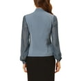 thumbnail image 3 of Allegra K Women's Tie Neck Chiffon Long Sleeve Shirt, 3 of 6