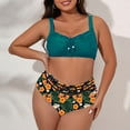thumbnail image 3 of Womens Swimsuits Summer Spring Vacation Bikini Split Chest with Round Beads Plus Size Tankini Swimwear Green, 3 of 4