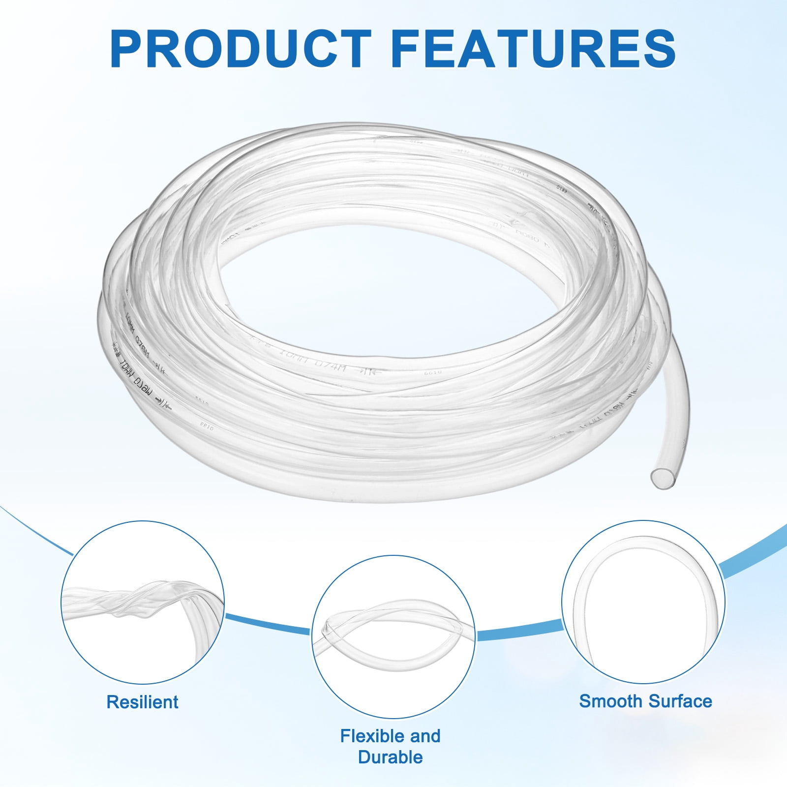 Uxcell Vinyl Tubing 0.39" ID x 0.47" OD 30ft Flexible Plastic Tube With 2 Hose Ties, Lightweight Hybrid Hose for Water Gardening [Clear]