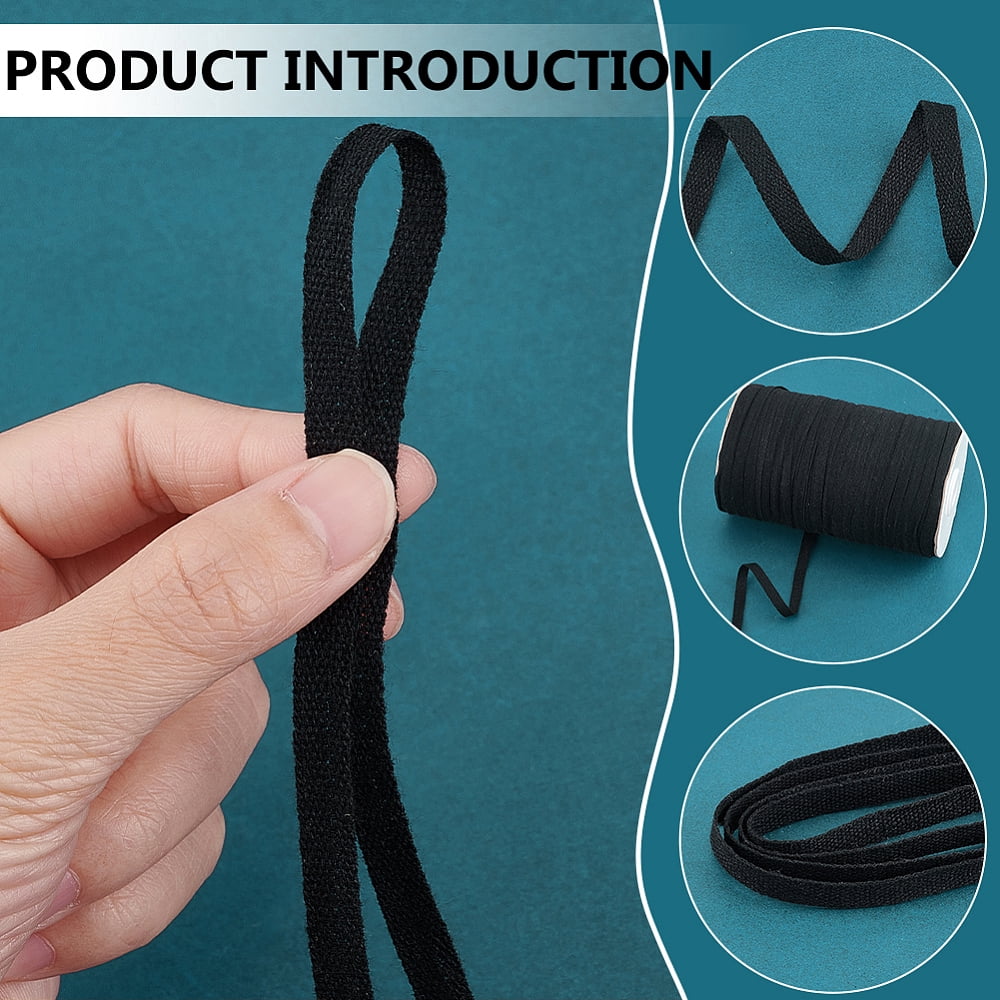 200M Cotton Linen Herringbone Ribbon for Gift Wrapping Party Decorations Black 1/4 inch(7mm) 218.72 Yards(200m)/Roll
