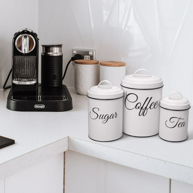 DAYYET Canisters Sets for the Kitchen, Airtight Kitchen Canisters for  Countertop, White Flour and Sugar Containers, Tea Coffee Sugar Canister  Set