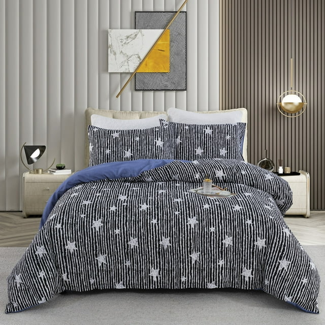 Pink Heart Duvet Cover Set Bedding Set 3PCS Microfiber Love & Stripe Pattern Reversible Quilt Cover Zipper with 2 Pillow Cases