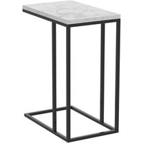 Pemberly Row 19"L C-Shape Marble Accent Table in Black Metal